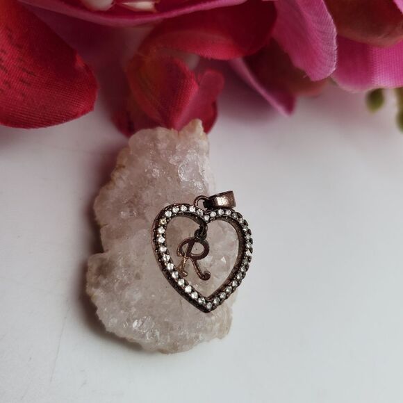Crystal r initial customized necklace pendant heart shaped - Picture 2 of 2